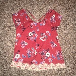 Floral and lace soft shirt